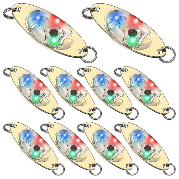 10 stk Led Fiskelokker Fiskeskeer Undervands Flasher Bas Hellefly Flasher Trolling Deep Drop Golden