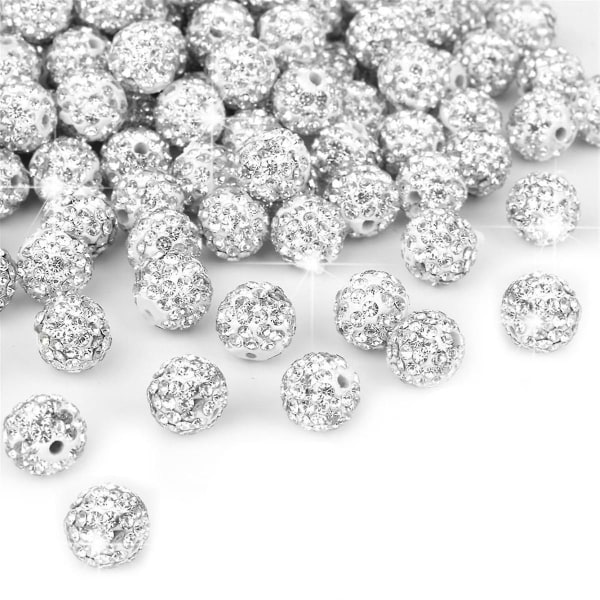150 stk 10 mm rhinestone perler til smykkefremstilling, sparkle clay rhinestone perler til armbånd halskæde øreringe fremstilling