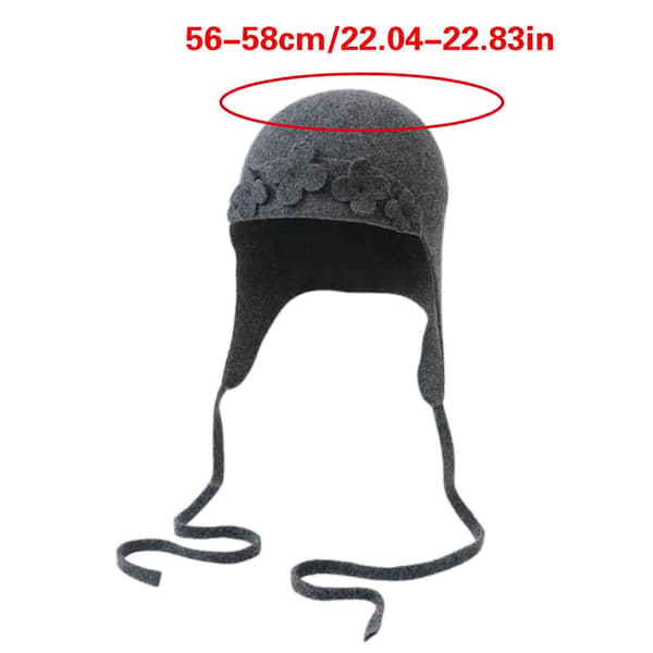 Ull Handgjord Mössa 3D Blomma Varm Öronlapp Mössa Vinter Öronskydd Unisex Mössa för Vintervärme White