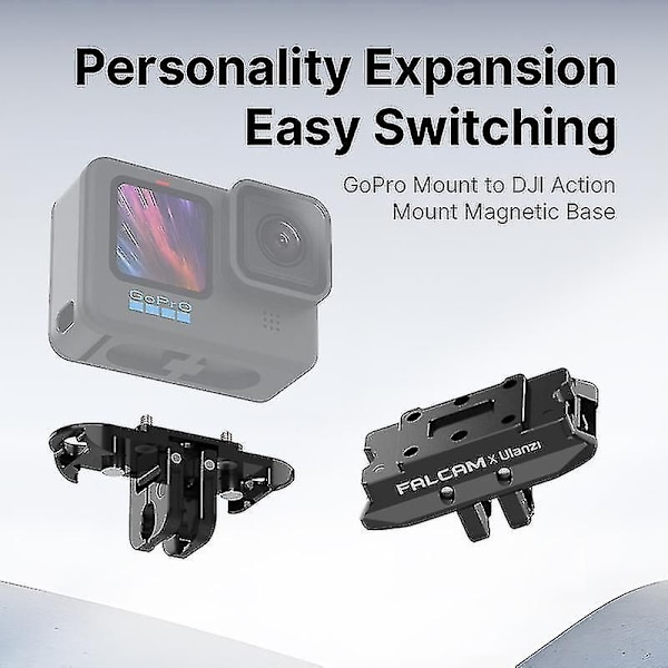 Ulanzi Falcam 3-i-1 Magnetisk Adapterbas för GoPro DJI Action Mount Snabbkoppling Port Kompatibel med 1/4 Skruvhål