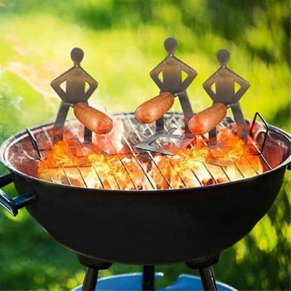 4 stk. pølseholdere i rustfrit stål til grill n