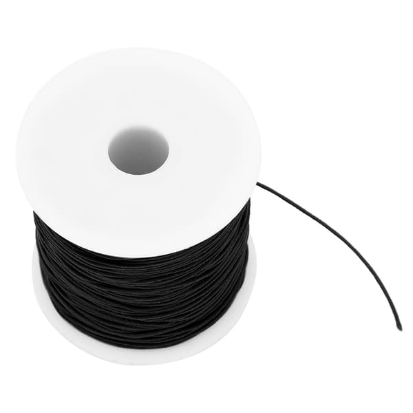 Elastisk tråd 1 mm x 100 m, svart elastisk snöre för smyckestillverkning (pärlor, armband, etc.).