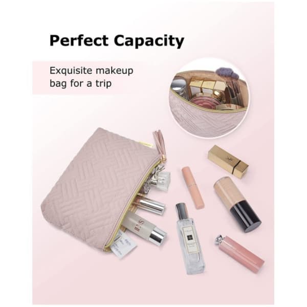 2 stk. Rosa Makeup Tasker, Makeup Etui til Håndtaske, Kosmetik Organizer til Makeupbørster Læbestift Elektronisk Tilbehør