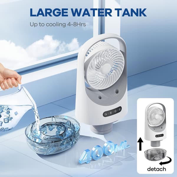 3-i-1 bärbar luftkonditionering, mini USB-kylare, tre fläkthastigheter, 400 ml vattentank