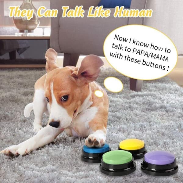 Recordable Buzzer, 4 Recordable Dog Talking Buttons with Dog Communication Recording Function