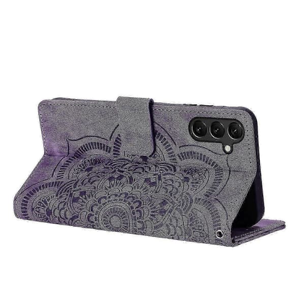 Mandala Emed Retro Frostat Läderfodral för Telefon Purple For Samsung Galaxy S23 FE 5G