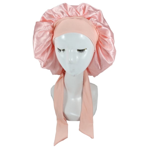 Silk Bonnet Naturligt lockigt hår Sova Satin Bonne light pink