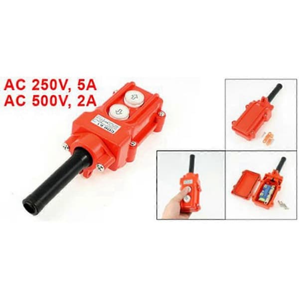 2X Vanntett Heise Kran Anheng Opp Ned Stasjon Trykknappbryter Orange black