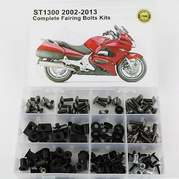 HONDA ST1300 (2002-2013) -moottoripyörän täydellinen kuorintasetti, jossa kaikki pultit, ruuvit, mutterit ja kiinnitysklipsit Titanium