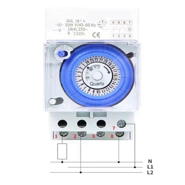 2X Mekanisk Timer 24 Timer Tidsafbryder Relæ Elektrisk Programmerbar Timer 24 Timer SUL181H Din-skinne Timerkontakt