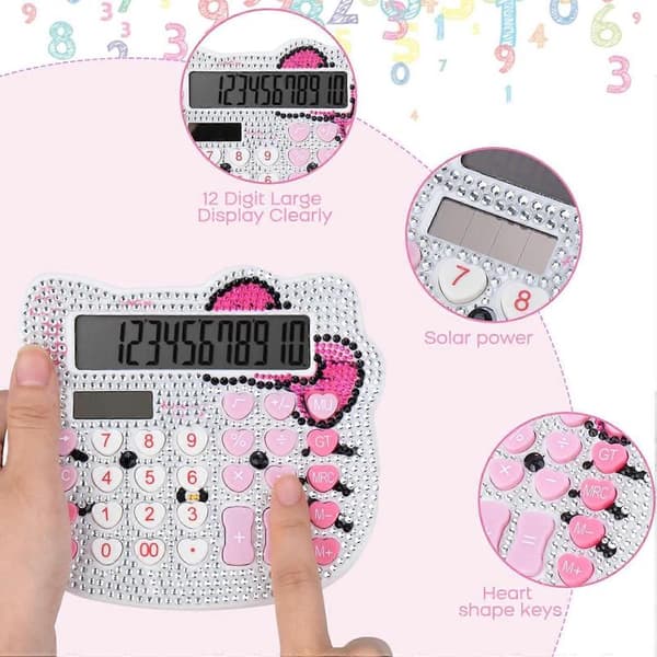 Women's Mini Calculator, Desktop Calculator 12 Digits with Large LCD Display and Sensitive Button, Solar and Battery Dual Power