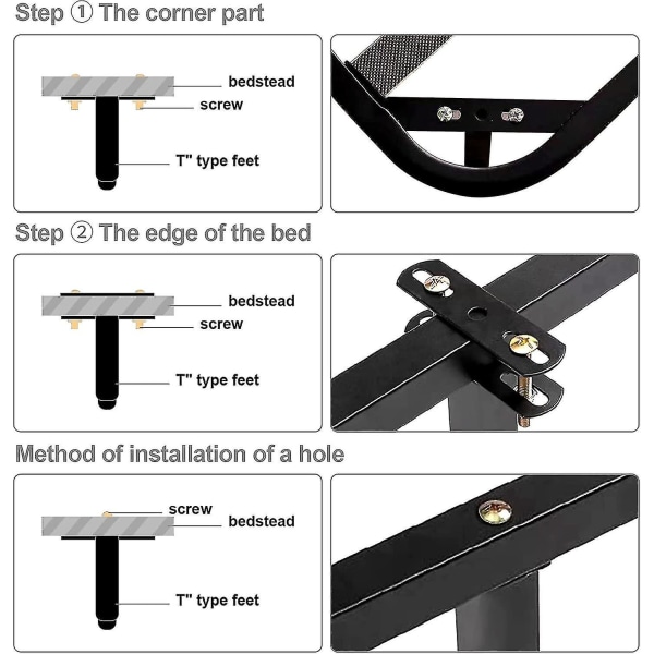Mustat sisäänvedettävät huonekalut metalliset säädettävät sängynjalat Sisäänvedettävät raskaat sängyn tukijalat osilla (20-35 cm) Betterlifefg