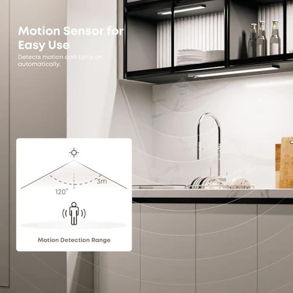 2-pack Wireless Rechargeable Under Cabinet Lights, 21cm 1500mAh LED Strip Dimmable Closet Light, Three Color Settings