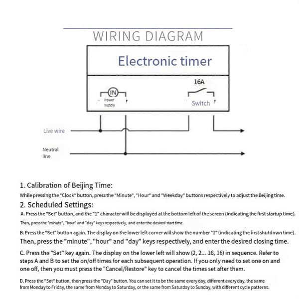 2X 220V CN101A Digital LCD Strømtimer Programmerbar Tidsafbryder Relæ CN101 Timer Afbryder Strømtimer