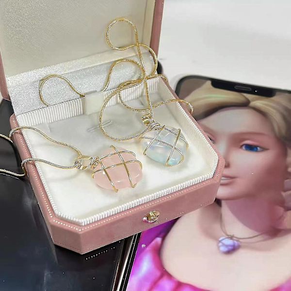 2 kpl Barbie-kaulakoru Syntymäkivi Heart Kaulakoru Tyttöjen Diamond Castle Kaulakoru Teinitytöille