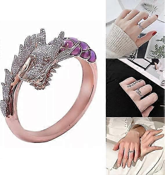 2 stk Drage Dyre Ring Forlovelses Diamantring Dame Retro Bryllupsring St-4