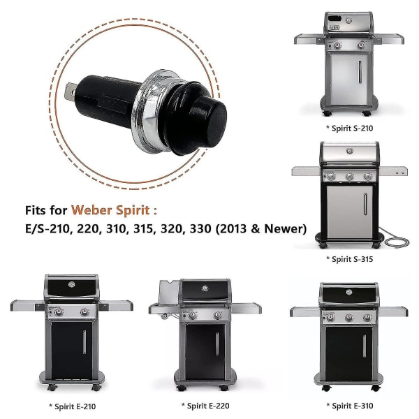 Vaihto Weber Igniter -painikkeelle/kytkimelle, sopii Weber Spirit E/s-210 220 310 315 320 330 kaasugrilleille, 7642 7643 Osittainen vaihto_SLDXD
