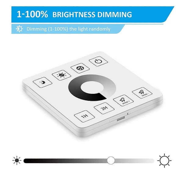 3X RF Trådløs Veggmontert Berøringspanel Dimmerkontroll for DC5-24V 30A Ensfarget LED Strip Belysning