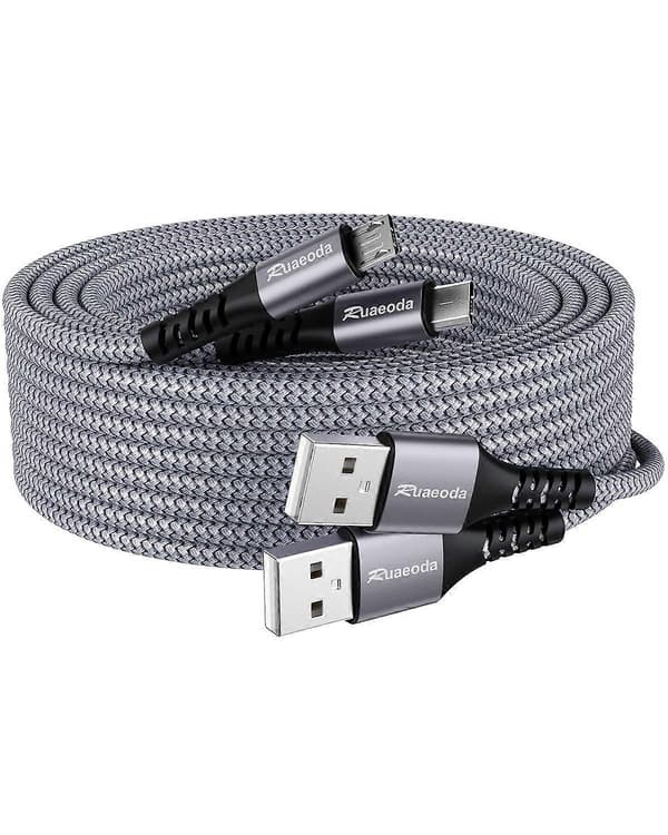 Kabel Android Oplader 6ft 2-PAK Kompatibel med PS4 Opladerkabel - Højhastigheds 2.0 USB A Ma