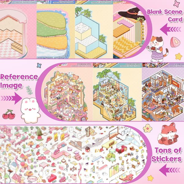 12 DIY 3D klistremerkesett for voksne (egnet for jenter)