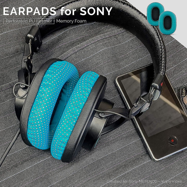 Erstatningsøreputer for Sony Mdr 7506, V6 &cd900st med ørepute med minneskum og egnet for andre on Ear-hodetelefoner (turkis)