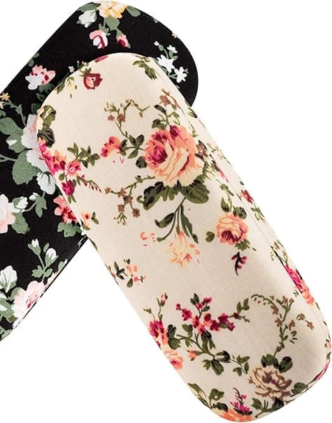 2-pakks Brilleetui Hard Case for Kvinner Blomsterstoff Po