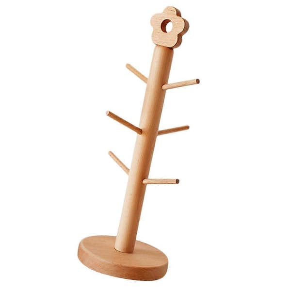 Mugghängare i bokträ, mugghållare för köket, elegant rektangulär display 36,5x13x13 cm, 1-pack