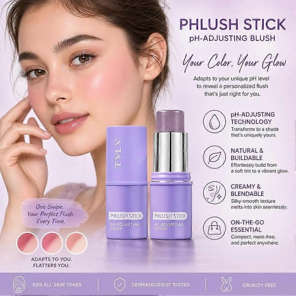 TVLV Phlush Stick pH-JUSTERENDE Blush, Farveskiftende Blush Stick