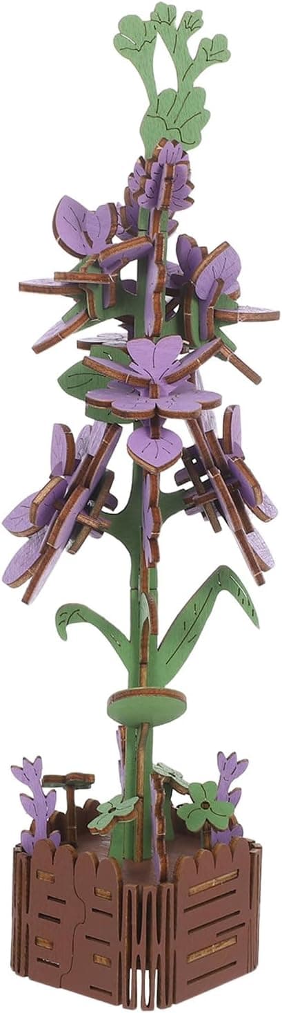 Blomsterpuslespil: DIY træblomsterpuslespilssæt, lilla farve
