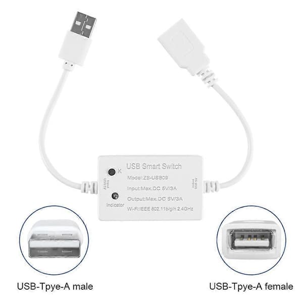 Tuya Zigbee USB-afbryder USB Smart Switch Controller Zigbee Husholdningsapparat Afbryder Switch Controller Modul White