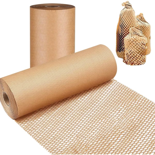 Honeycomb Packing Paper Cushioning Wrap, 30cm x 30m Eco-Friendly Perforated-Packing Paper for Moving, Shipping,Wrap Paper Roll Brown