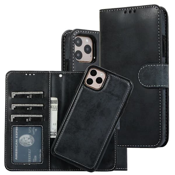 Pung etui til iPhone 12 Pro, magnetisk beskyttelsesetui (sort)