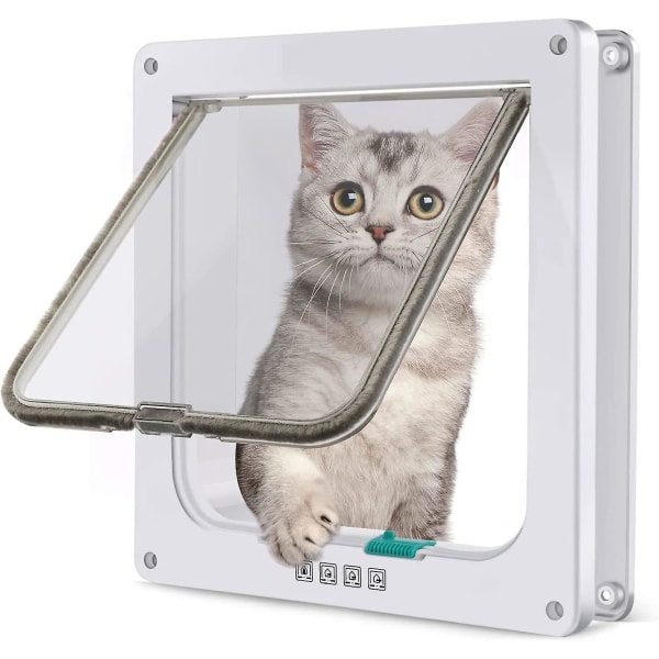 Large Cat Door 23.5 * 25 * 5.5cm,4 Way Locking Cat Flap Door,silent Dog Door Pet Flap Easy To Install,suitable For Cats,small Dogs - (l)