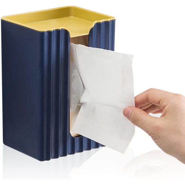 Creative Vægmonteret Tissue Box Holder, selvklæbende Tissue Box, Tissue Box med opbevaringsstativ (blå)