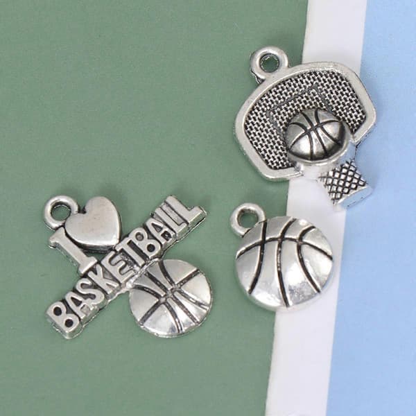 Basketberlocker Halsband Hänge för 6 st Silverlegering Sporttillbehör