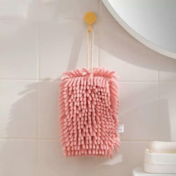 2-pack kökshanddukar med hängande ringdesign, rosa