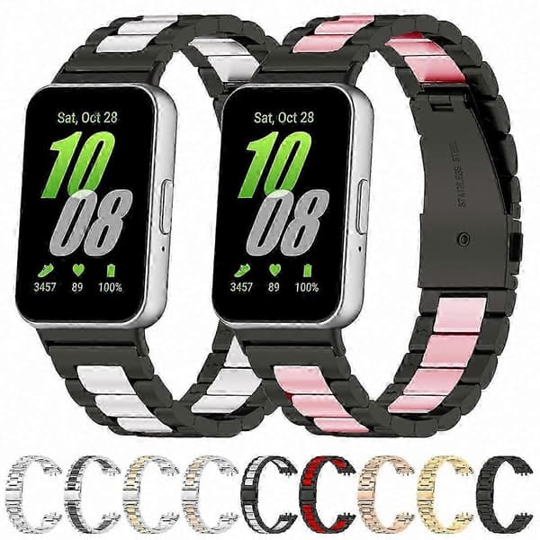 Galaxy Fit 3 Klokkereim i rustfritt stål – erstatningsreim Black Silver