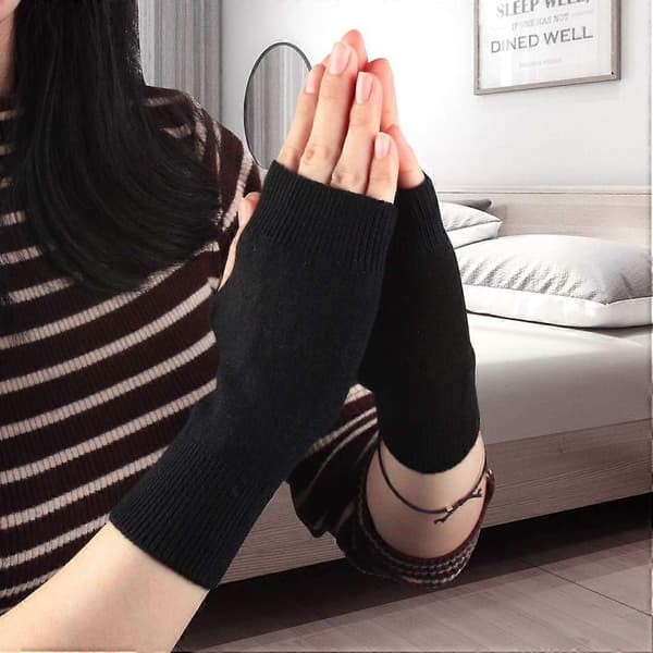 Cashmere Halvfinger Vintervarme Handsker til Kvinder - Blød Strik, Halvfinger Design, Vintervarme