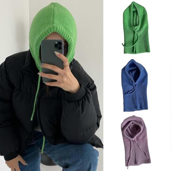 Tjock Hals Skydd Hatt Stickad Mössa Fluffig Vinter Varmare Stickad Mössa Kalla Vinter Presenter för Barn Tonåringar krämvit Khaki
