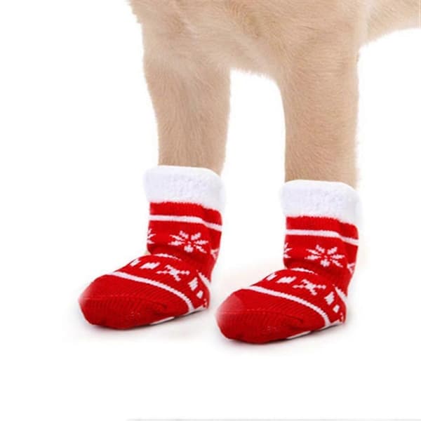 Kattstrumpor Jul Hundstrumpor för Vinterbruk 4 st Red S