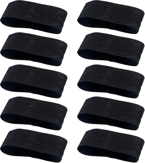 10 stk. Sorte Armbind til Fodbold, Elastiske Sorte Armbind Sorgbind, Lukkede Sports Armbind til Træning, Sorte Armbind
