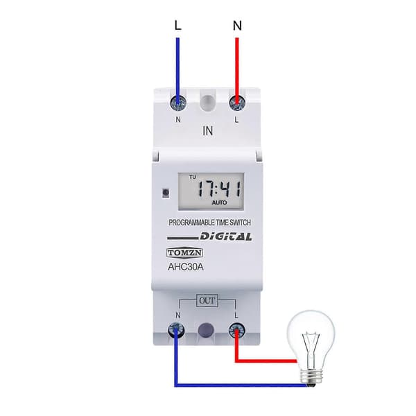 3X TOMZN DIN-skena 2-tråds veckovis 7-dagars programmerbar digital tidsbrytare relätimer kontrolltidsrelä AC 220V 30A Gray white