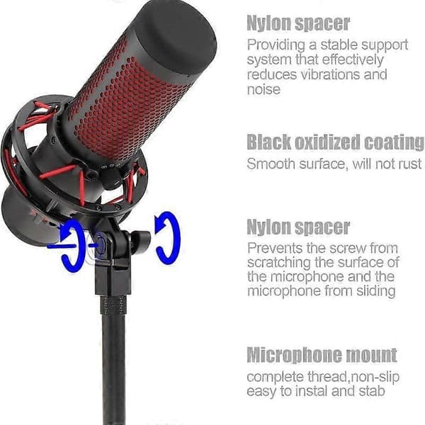 Mikrofonadapter 3/8-tommer eller 1/4-tommer mikrofonadapter til QuadCast mikrofonstativ og bom A