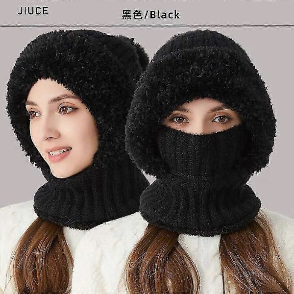 Strikket hue dame vinter varm Black