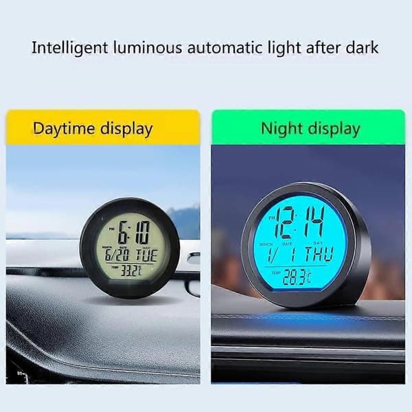 Pyöreä digitaalinen kello aurinkokennolla, sisätilan taustavalaistu kello