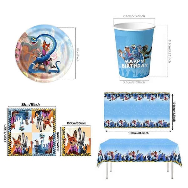 Zootopia 2 Tema Børnefødselsdagsdekorationer Zootopia Kanin Spiral Trækflag Ballon Sæt C 1set