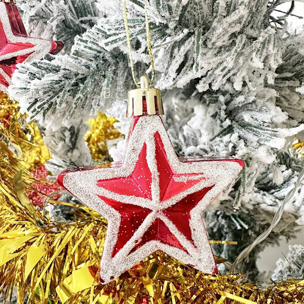 Paket med 5 glitterstjärnor julgranshängen dekorationer glitterstjärnor julgranshängen prydnader för jul hemmafest