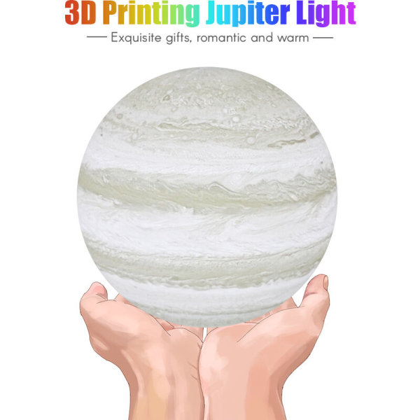 Jupiter-lampun 3D- print , kolme väriä, 15cm