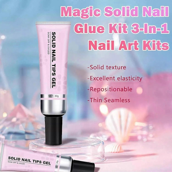 Lulou Magic Solid neglelimsæt 3-i-1 neglekunstsæt til neglespidser og press-on negle Solid Patch Adhesive
