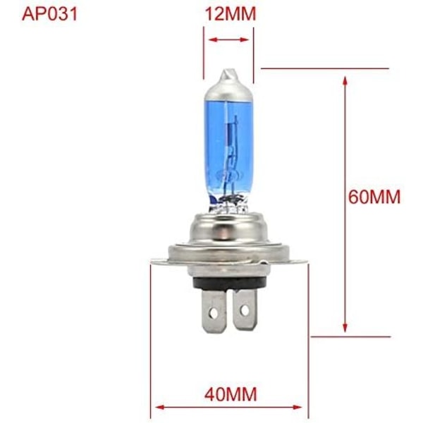 2 x H7 100W Glödlampor Bilstrålkastare Halogenljus DC 12V Trafikljus Xenon 6000K Vitt Ljus Bil Lampa Dimljus T10